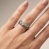 BAGUE EN ARGENT VINTAGE FAITE MAIN LIBELLULE & TOURNESOL