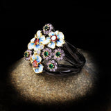BAGUE JARDIN DE FLEURS EN ÉMAIL COLORÉ