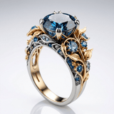 BAGUE VINTAGE EN OR ET TOPAZE BLEU