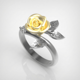 BAGUE ROSE JAUNE EN ARGENT