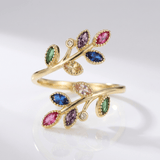 BAGUE EN FEUILLE D'OR - (RÉGLABLE)