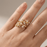 BAGUE EN FEUILLE D'OR - (RÉGLABLE)