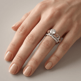 BAGUE FLORALE EN OR ROSE ARGENT DIAMANT