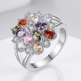 BAGUE ÉCLAT DE GRENAT ARC-EN-CIEL ARGENTÉ