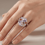 BAGUE ÉCLAT DE GRENAT ARC-EN-CIEL ARGENTÉ