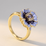 BAGUE OR BLEU FLEURIE
