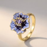 BAGUE OR BLEU FLEURIE
