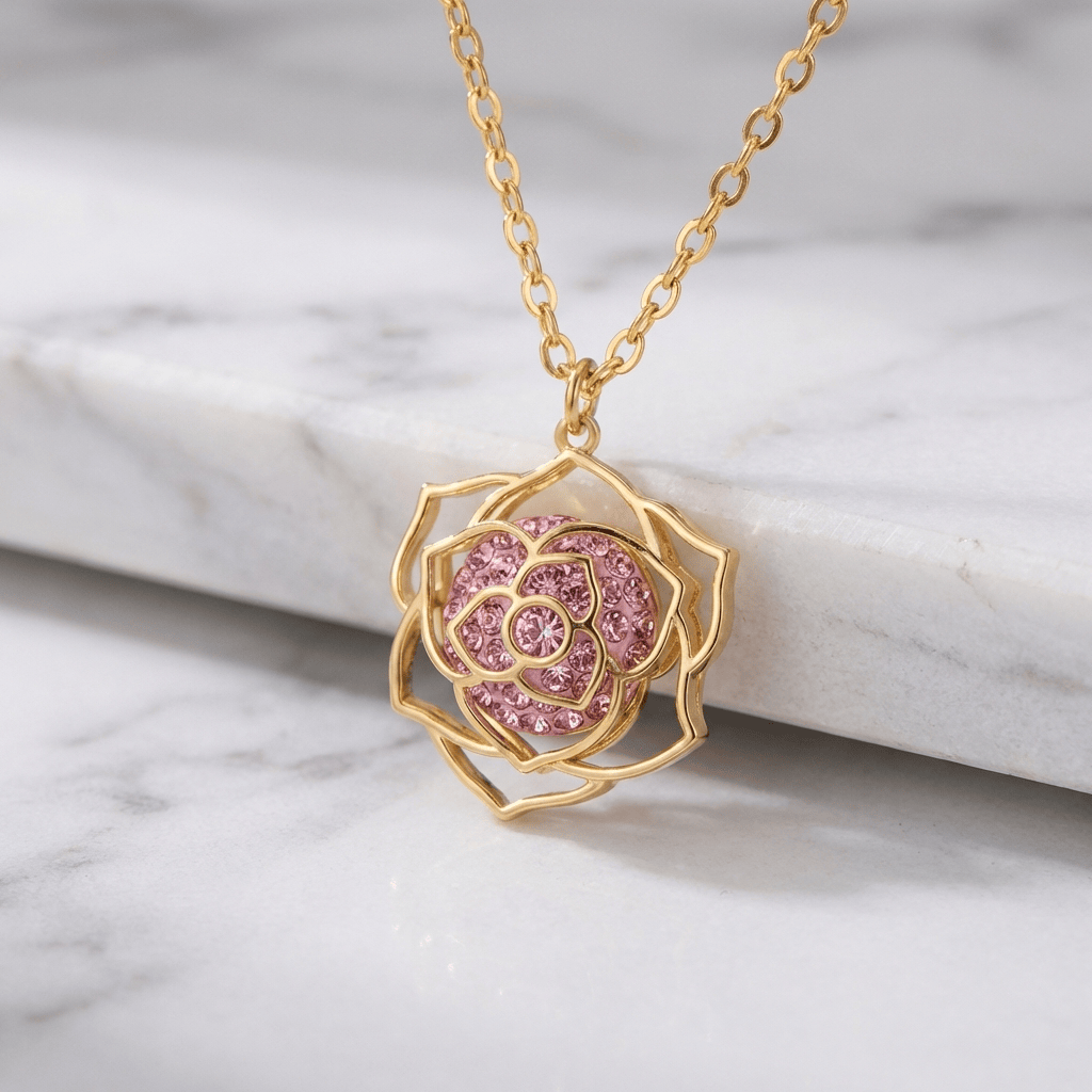 COLLIER CHARME ROSE FLORAL