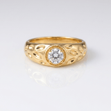 BAGUE EN ZIRCONE VINTAGE EN OR - (RÉGLABLE)
