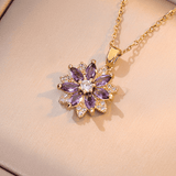 COLLIER PENDENTIF FLEUR EN PIERRE PRÉCIEUSE