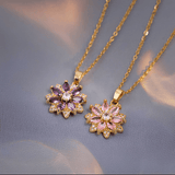 COLLIER PENDENTIF FLEUR EN PIERRE PRÉCIEUSE