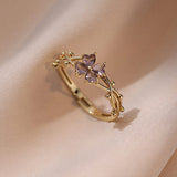 BAGUE FLEUR D'AMÉTHYSTE - (RÉGLABLE)