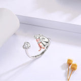 Bague Ajustable pour Chiens en Argent Sterling 925 – “Toujours dans Mon Cœur” avec Zirconia