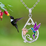 Magnifique Collier avec Colibri pour Femmes avec Boucles d'Oreilles Offertes