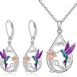 Magnifique Collier avec Colibri pour Femmes avec Boucles d'Oreilles Offertes