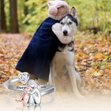 Bague Ajustable pour Chiens en Argent Sterling 925 – “Toujours dans Mon Cœur” avec Zirconia
