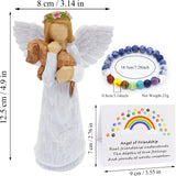 Ensemble Cadeau en Mémoire du Chien avec Figurine de l'Ange de l'Amitié et Bracelet Chakra du Pont Arc-en-Ciel
