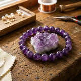 Bracelet de Guérison en Améthyste pour Calme, Soulagement du Stress et Sommeil Plus Profond