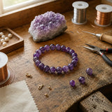 Bracelet de Guérison en Améthyste pour Calme, Soulagement du Stress et Sommeil Plus Profond