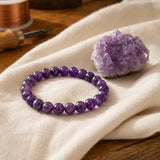 Bracelet de Guérison en Améthyste pour Calme, Soulagement du Stress et Sommeil Plus Profond