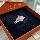 Bague carrée pavée | Or blanc