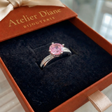 Bague Contour rose Luné | Or blanc