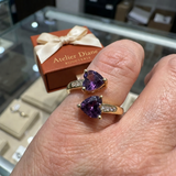 Bague Noctira violet cœur enlacé | Or