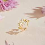 Bague ouverte feuille délicate Néraya | Or
