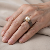 Bague rétro avec perle | Or