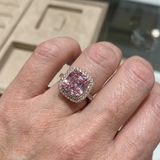 Bague en saphir rose coussin | Or rose