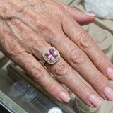 Bague en saphir rose coussin | Or rose