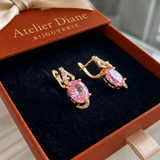 Boucles d'oreilles rose aube | Or