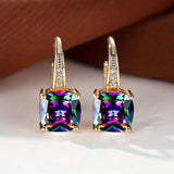 Boucles d'oreilles créoles en pierre de saphir mystique | Or