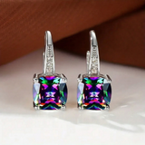 Boucles d'oreilles en anneau en pierre mystique | Or