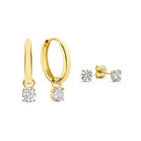 Boucles d'oreilles en pierre larmes de lune | Or