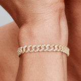 Bracelet maille cubaine pavé | Or