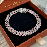 Bracelet cubain rosé Glacé | Or blanc