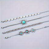 Bracelet empilé en pierre céleste | Or blanc