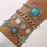 Bracelet empilé en pierre céleste | Or blanc