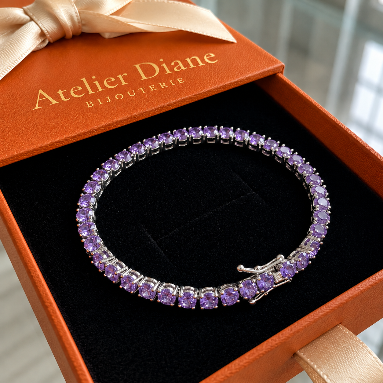 Bracelet tennis améthyste | Or