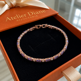 Bracelet tennis prisme améthyste | Or rose