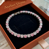 Bracelet de tennis duo en saphir rose | Or blanc