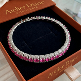 Bracelet de tennis éclat rosé | Or blanc