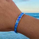Bracelet en opale bleue | Or blanc