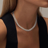 Collier cubain à gros maillons | Or blanc