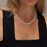 Collier cubain à gros maillons | Or blanc