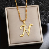 Collier initiale en cristal | Or