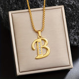Collier initiale en cristal | Or