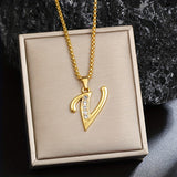 Collier initiale en cristal | Or