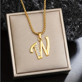 Collier initiale en cristal | Or